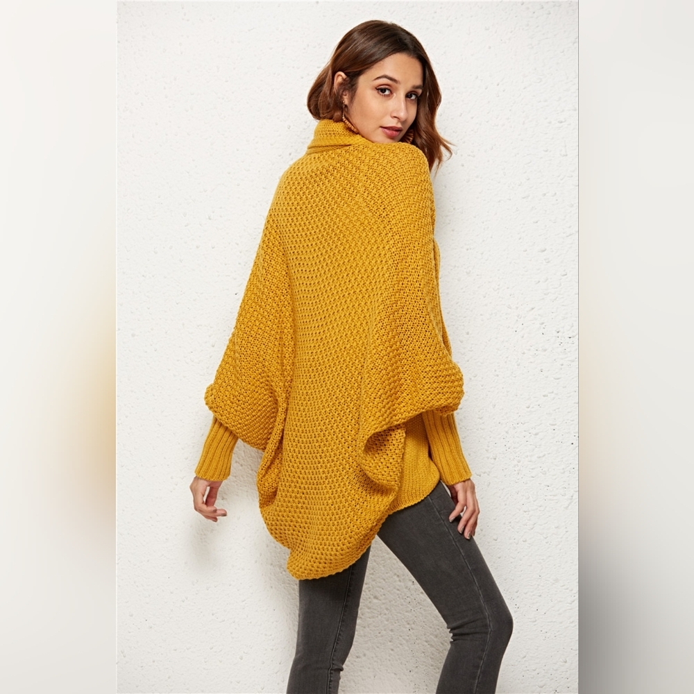 Oversized Knit Cardigan Batwing Sleeve Lightweight Baggy Open Front Sweater Top